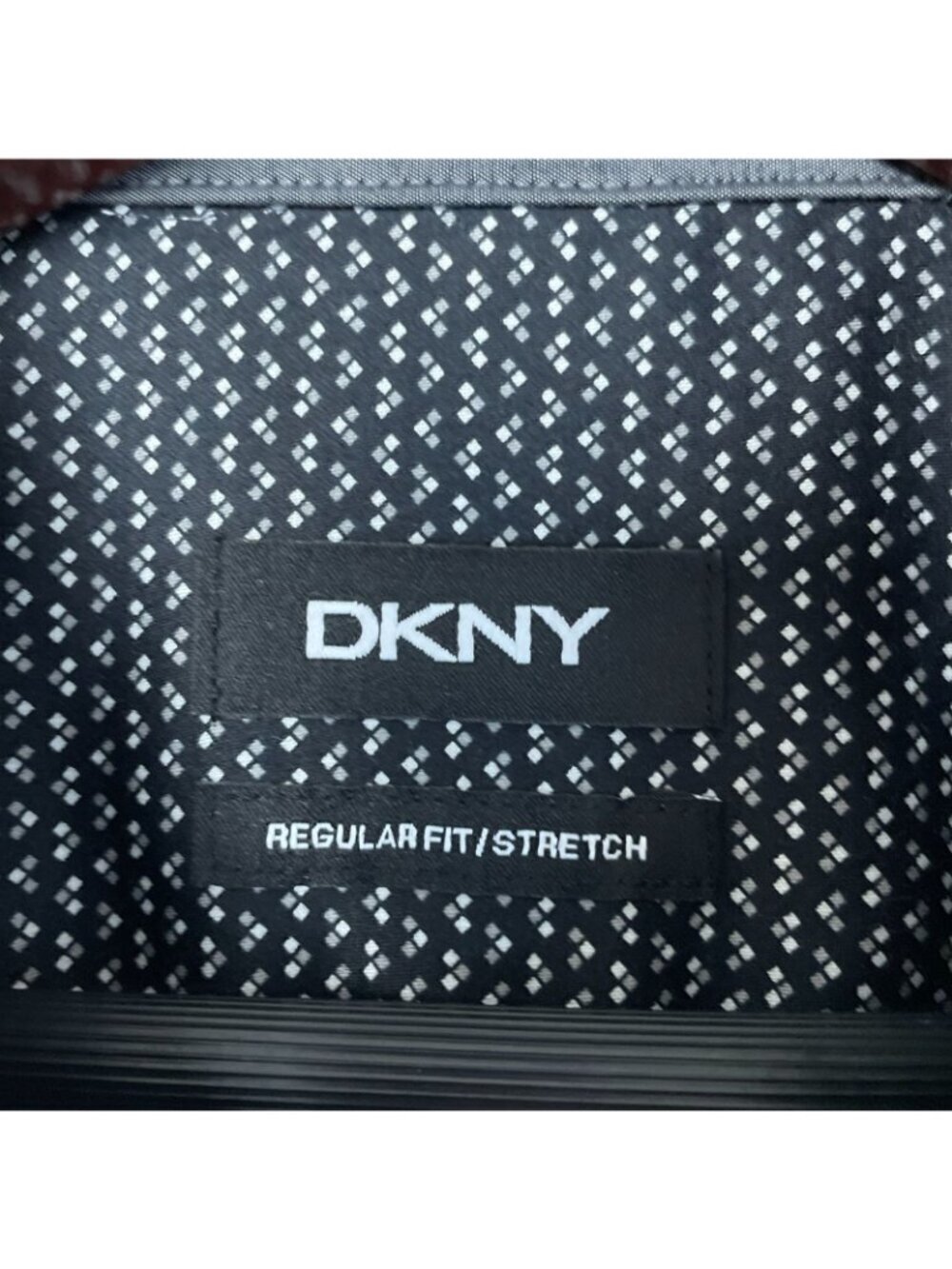 DKNY Men's L Black Pattern Stretch Button-Up Dress Shirt Regular Fit d1854 - Picture 6 of 10
